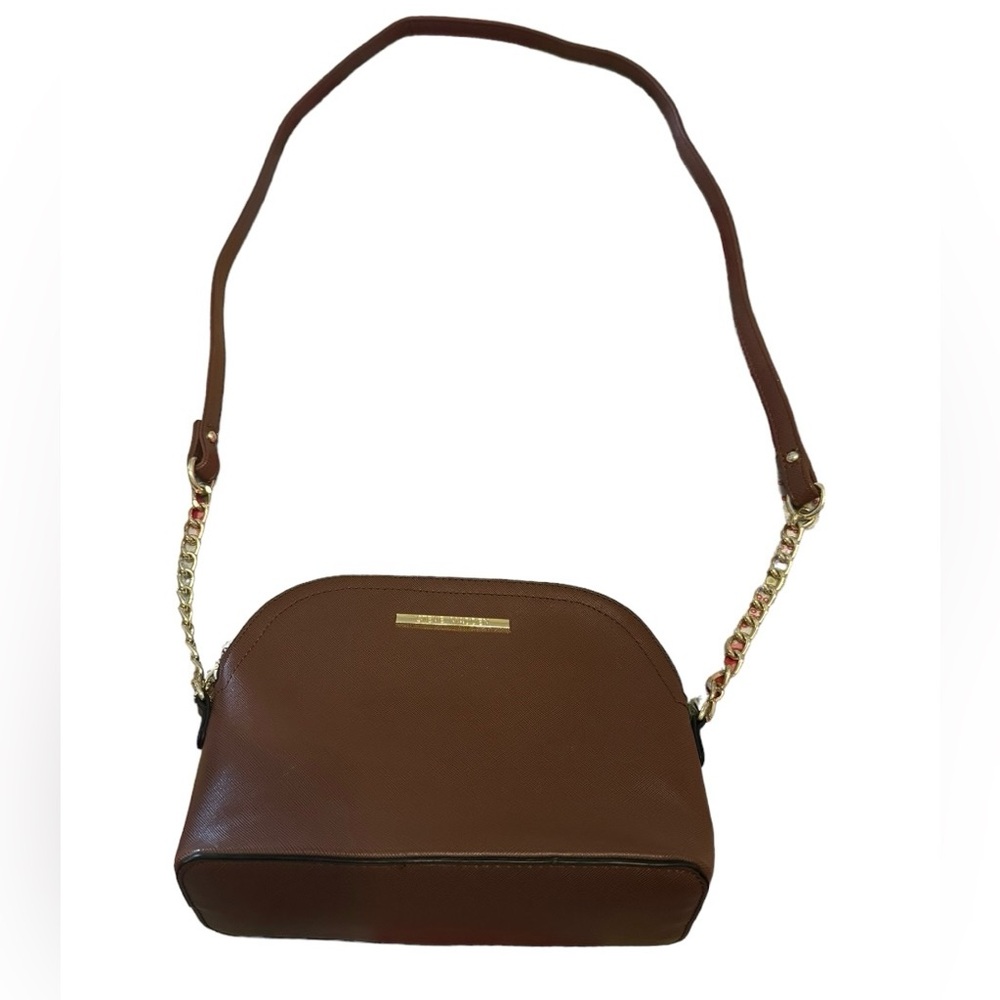 👜 STEVE MADDEN Women’s Cognac Brown Maggie Saffiano Crossbody Purse EUC